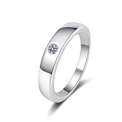 Lieson Freundschaftsringe Damen Herren, Hochzeit Ringe Silber 925 Klassisch Rund Solitär Moissanit 0.1ct Eheringe Silber Große 52 (16.6) von Lieson