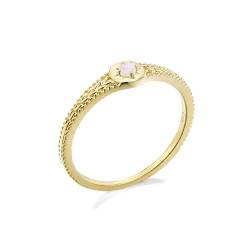 Lieson Freundschaftsringe Frauen, Damenring Gold 750 18K Vintage Sonnen Solitär Opal Hochzeit Ring Gelbgold Gr. 65 (20.7) von Lieson