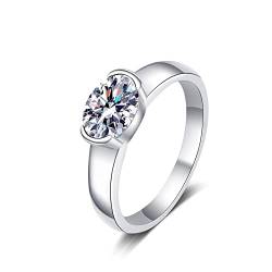 Lieson Freundschaftsringe Frauen, Silber Ringe Damen 925 Solitär Oval Moissanit 1.5ct Verlobungsringe Silber Gr. 60 (19.1) von Lieson