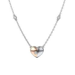 Lieson Halskette Frauen Silber 925, Anhänger Halskette Damen Herz mit Zirkonia Silber, 45CM + 5CM Extend Chain von Lieson
