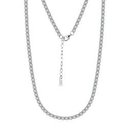 Lieson Halsketten für Frauen Silber 925, Kette Damen Panzerkette Schlüsselbein Tenniskette Zirkonia 3MM Silber, 45CM + 5CM Extend Chain von Lieson
