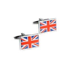 Lieson Hemd Manschettenknöpfe Set Herren, Manschettenknöpfe Silber Schlicht Britische Flagge Cufflinks für Hemd Hochzeit Geburtstag Geschenk von Lieson