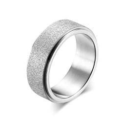 Lieson Herren Ring Verlobung Edelstahl, 8MM Matt Drehbar Freundschaftsringe Eheringe Hochzeitsringe Partnerringe für Herren Silber Größe 62 (19.7) von Lieson