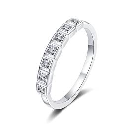 Lieson Hochzeit Ring Damen, Verlobung Ringe Silber 925 Elegant Quadratisch Moissanit 0.56ct Trauringe Frauen Silber Große 51 (16.2) von Lieson