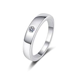 Lieson Hochzeit Ring Damen Herren, Verlobung Ring Silber 925 Klassisch Rund Solitär Moissanit 0.1ct Eheringe Silber Große 54 (17.2) von Lieson
