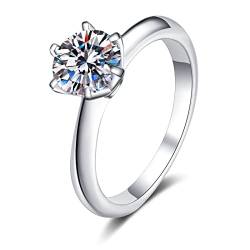 Lieson Hochzeitsringe Damen, Frauen Ringe Silber 925 Klassisch Solitär Rund Moissanit 5ct Verlobung Ringe Silber Gr. 49 (15.6) von Lieson