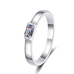 Lieson Hochzeitsringe Damen, Verlobung Ringe Silber 925 mit Solitär Rechteck Moissanit 0.5ct Freundschaftsringe Frauen Silber Gr. 51 (16.2) von Lieson