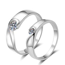 Lieson Hochzeitsringe Herren, Verlobung Ring Männer Silber Puzzle Herz Solitär Rund Moissanit 0.3ct Ehering Silber Gr. 53 (16.9) von Lieson