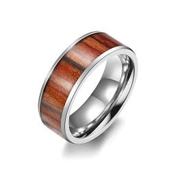 Lieson Männer Ringe Edelstahl Partnerringe, Poliert Holz 8MM Verlobungsringe Freundschaftsringe Eheringe Hochzeitsringe für Herren Silber Gr.60 (19.1) von Lieson