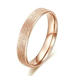 Lieson Partnerringe Edelstahl Frauen, 4MM Matt Stapelring Verlobungsringe Freundschaftsringe Eheringe Hochzeitsringe für Damen Rosegold Größe 60 (19.1) von Lieson