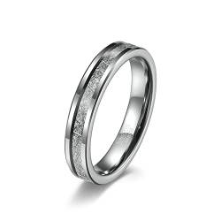 Lieson Ring Herren Damen Wolfram, 4MM Poliert Silberfolie Verlobungsringe Freundschaftsringe Eheringe Hochzeitsringe Partnerringe für Herren Damen Silber Gr.54 (17.2) von Lieson