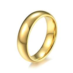 Lieson Ring Männer Frauen Wolfram, Einfach Poliert 6MM Verlobungsringe Freundschaftsringe Eheringe Hochzeitsringe Partnerringe für Herren Damen Gold Größe 65 (20.7) von Lieson