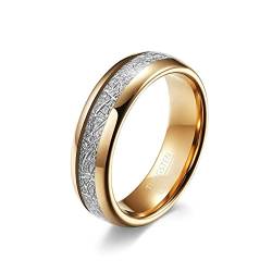 Lieson Ring Männer Frauen Wolfram, Poliert 6MM Silberfolie Verlobungsringe Freundschaftsringe Eheringe Hochzeitsringe Partnerringe für Herren Damen Gold Gr.52 (16.6) von Lieson