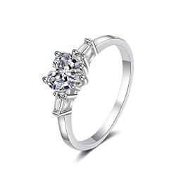 Lieson Trauringe für Frauen, Damenring Silber 925 Elegant 5 Krappen Herz Moissanit 1.2ct Hochzeitsringe Silber Gr. 54 (17.2) von Lieson