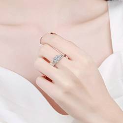 Lieson Verlobung Ring Damen, Silber Ringe 925 Frauen Elegant mit 4 Krallen Quadratisch Moissanit 2ct Ehering Silber Gr. 48 (15.3) von Lieson