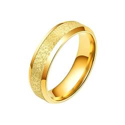 Lieson Verlobung Ring Männer Edelstahl, Matt 6MM Freundschaftsringe Eheringe Hochzeitsringe Partnerringe für Herren Gold Gr.67 (21.3) von Lieson