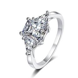 Lieson Verlobung Ringe Frauen, Trauringe Damen Silber 925 Luxus Rechteckig Moissanit 3ct Hochzeit Ring Silber Gr. 48 (15.3) von Lieson