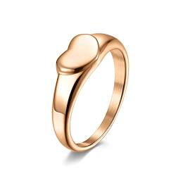 Lieson Verlobung Ringe Frauen Edelstahl, Poliert Herz 7MM Freundschaftsringe Eheringe Hochzeitsringe Partnerringe für Damen Rosegold Größe 60 (19.1) von Lieson