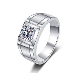 Lieson Verlobung Ringe für Herren, Hochzeit Ring Silber 925 Geometrisch Design Solitär Rund Moissanit 0.5ct Eheringe Männer Silber Gr. 66 (21.0) von Lieson