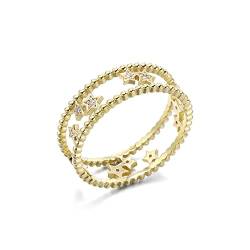 Lieson Verlobungsring Damen, Gold Ringe Damen 750 18K Hohl Design Stern mit Moissanit Hochzeit Ring Gelbgold Große 53 (16.9) von Lieson