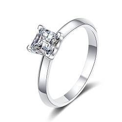 Lieson Verlobungsringe Frauen, Ehering 925 Silber Damen Elegant Solitär Quadratisch Moissanit 2ct Freundschaftsringe Silber Große 54 (17.2) von Lieson