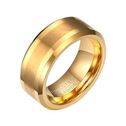 Lieson Wolfram Ring Partnerringe Gold, Ehering Herren Poliert Rund Gebürstet 8MM Ring Mit Gravur Personalisiert Gr.62 (19.7) von Lieson