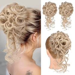 Messy Bun Hair Piece, 2PCS Tousled Updo with Tendrils Hair Bun Extensions Wavy Curly Hair Wrap Ponytail Hairpieces Thick Hair Scrunchies for Women Girls von Lifattitude