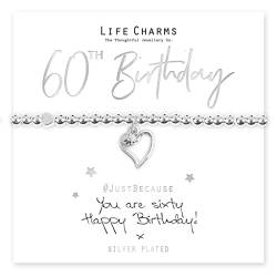 Life Charms Armband zum 60. Geburtstag, Einheitsgröße, Silber, Kein Stein von Life Charms