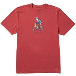Life Is Good Herren Vintage Crusher Outdoor Jake Graphic T-Shirt, Bike Faded Red, L von Life Is Good