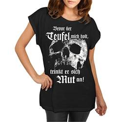 Damen Longshirt T-Shirt Totenkopf Sprüche Schädel Spruch Black schwarz von Life Is Pain