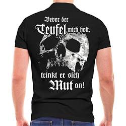 Life Is Pain Herren Poloshirt Polohemd Bevor der Teufel Mich Holt Totenkopf Motive sprüche von Life Is Pain