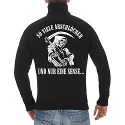 Life Is Pain Herren Sweatjacke Übergangsjacke Totenköpfe Skull Motiv mit Sense Stinkefinger Spruch(mit Rückendruck) Größe M - 5XL von Life Is Pain