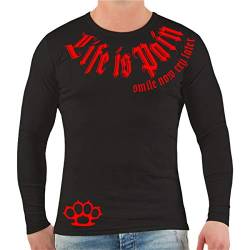 Männer und Herren Longsleeve Smile Now cry Later ROTE Serie (mit Rückendruck) Größe S - 3XL von Life Is Pain