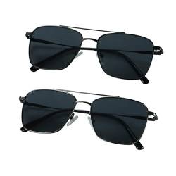 LifeArt 2-Pack Vintage Runde Sonnenbrille für Männer und Frauen UV400 Schutz Outdoor Schatten mit Matte Schwarz+Schwarz +3,00 Vergrößerungsrahmen von LifeArt