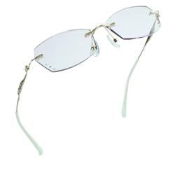 LifeArt Blue Light Blocking Brille, Computer Lesebrille, Anti Blaue Strahlen, Reduzieren Eyestrain, Randlose Rahmen getönte Linse mit Diamant, stilvoll für Männer und Frauen (+2.00) von LifeArt