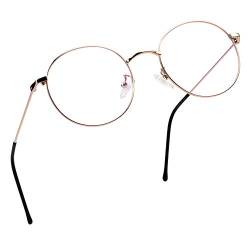 LifeArt Lese von Gläsern | Blaulichtfilter Brille Frauen | Computerbrille Männer | Runde Metallgestell Anti-Augen-Müdigkeit Gläsern (Roségold, 0.25 Vergrößerung von LifeArt