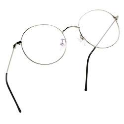 LifeArt Lese von Gläsern | Blaulichtfilter Brille Frauen | Computerbrille Männer | Runde Metallgestell Anti-Augen-Müdigkeit Gläsern (Silber, 0.25 Vergrößerung von LifeArt
