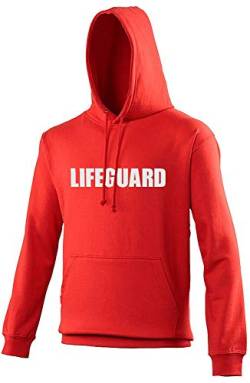 Unisex Kapuzenpullover mit Aufdruck „Lifeguard“ Gr. XX-Large, Rot-Weiß-Aufdruck von Lifeguardgear