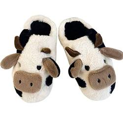 Kuh Hausschuhe Damen Herren Plüsch Winter Warme Flauschige Kuh Pantoffeln Kawaii Tier Rutschfeste Plüsch-Schlappen Weich & Bequem Indoor Dicke Sohle Kuh Slippers Schlappen für Herbst Winter(37-38 EU) von Lifemaison