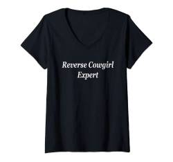 Damen Reverse Cowgirl Expert Swinger Club Lifestyle Hotwife Damen T-Shirt mit V-Ausschnitt von Lifestyle Dreams