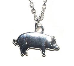 Schwein / Glücksschwein Anhänger mit Silber Kette 55cm von Lifestyle Schmuck