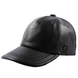 Lifup Baseball Cap Herren Echt-Leder Baseballmütze Verstellbar Baseballkappe Winter Outdoor Sport Hut Schwarz 2 One Size von Lifup