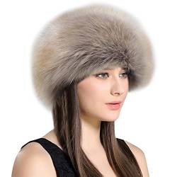 Lifup Damen Fellimitat Hut Cossack Russische Mütze Kosakenmütze für Reisen, Skifahren, Wandern Grau von Lifup