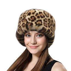 Lifup Damen Kunstpelz Hut Cossack Russische Mütze Kosakenmütze für Reisen, Skifahren, Wandern Leopard 3 von Lifup