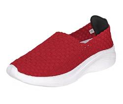 Lifup Damen Slip On Sneaker Geflochtene Leichte Atmungsaktiv Sportschuhe Turnschuhe Bequem Freizeitschuhe Walking Schuhe Rot 37 EU von Lifup