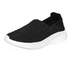 Lifup Damen Slip On Sneaker Geflochtene Leichte Atmungsaktiv Sportschuhe Turnschuhe Bequem Freizeitschuhe Walking Schuhe Schwarz 37 EU von Lifup