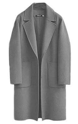 Lifup Damen Weicher Dufflecoat Mantel aus Wollmix Mantel Klassischer Lang Wollmantel Trenchcoat Grau XL von Lifup