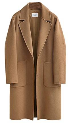 Lifup Damen Weicher Dufflecoat Mantel aus Wollmix Mantel Klassischer Lang Wollmantel Trenchcoat Khaki XXL von Lifup