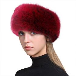 Lifup Damen Winter Kunstfell Stirnband Elastische Ohrenschützer Rot Schwarz One size von Lifup