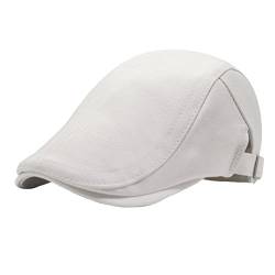 Lifup Herren Schiebermütze Kunstleder Schirmmütze Flach Mütze Gatsby Cap Weiß 3 One Size von Lifup